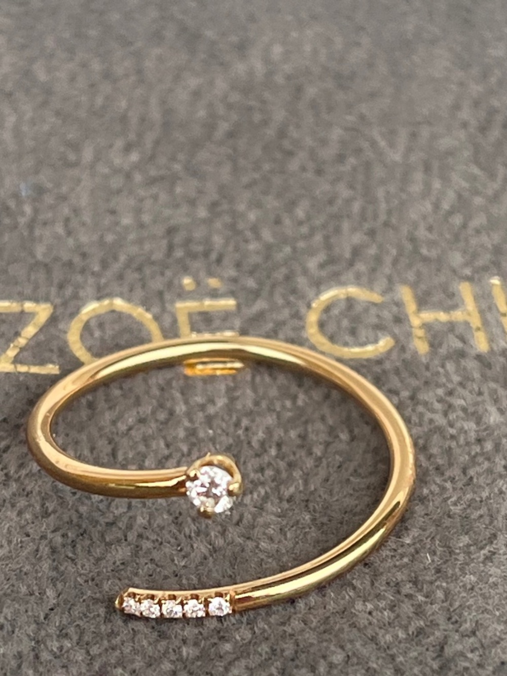 Zoe Chicco 14K Gold Diamond Bypass Ring Sz. 8